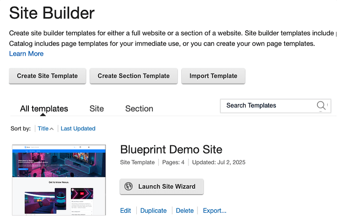 Site Builder Blueprint Demo Site Template