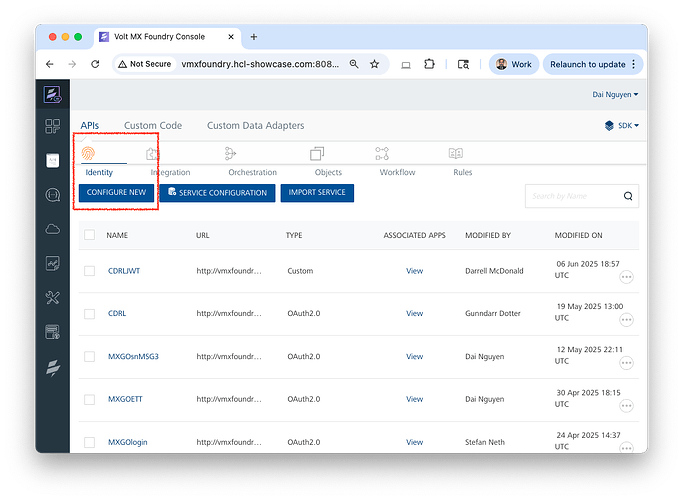 Configure New Identity service