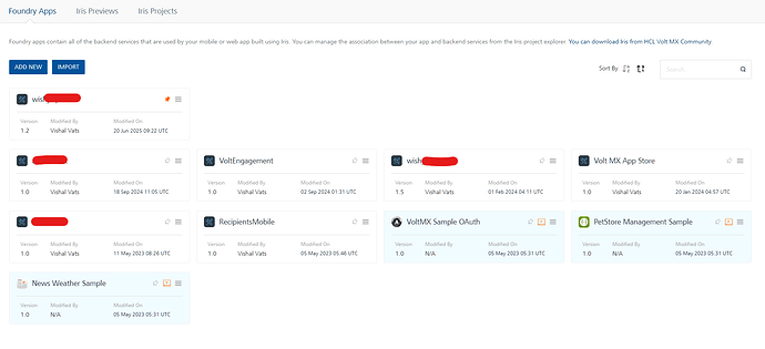 Foundry Apps Dashboard