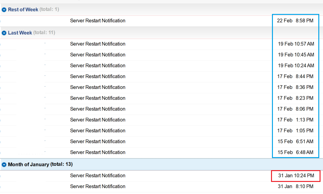 Server Restart notification referring to a crash when Server was ...